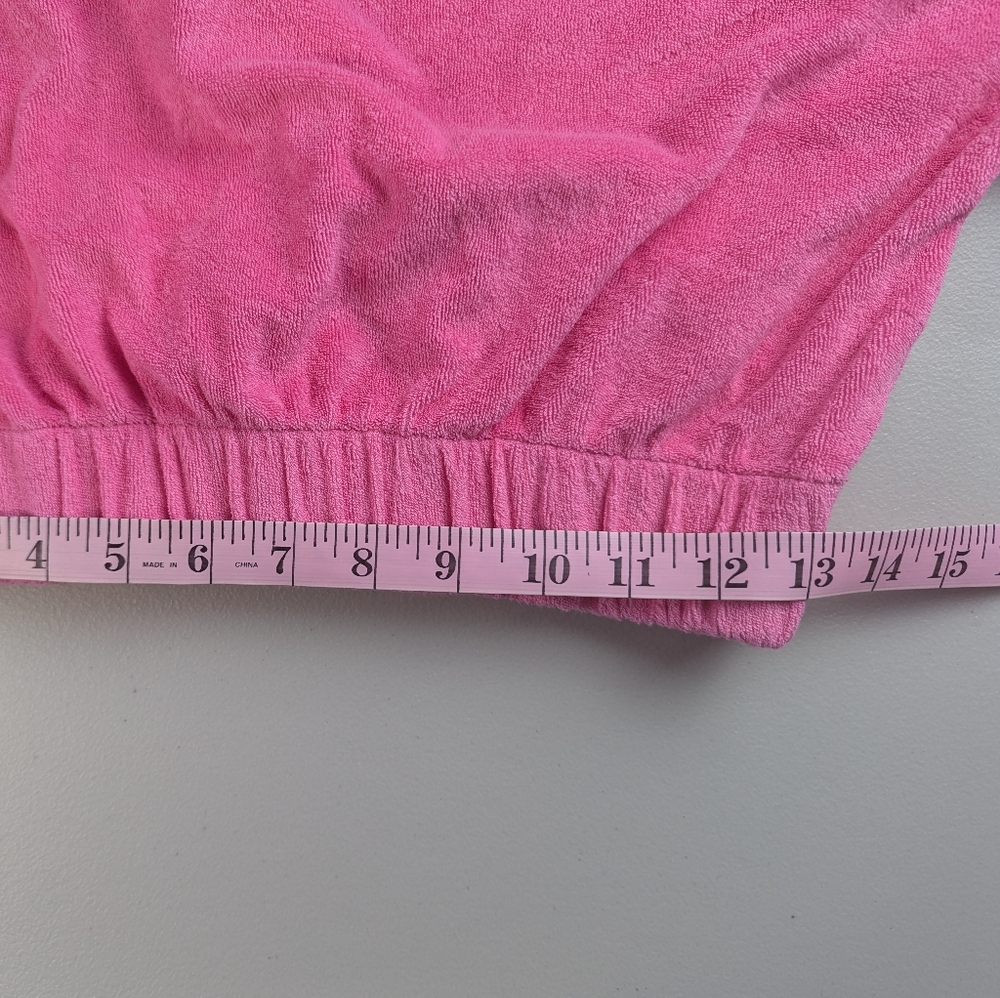 Elan Terrycloth T Shirt Pink Swim Cover Up Cropped Beach Resort Barbie Medium - Picture 5 of 7